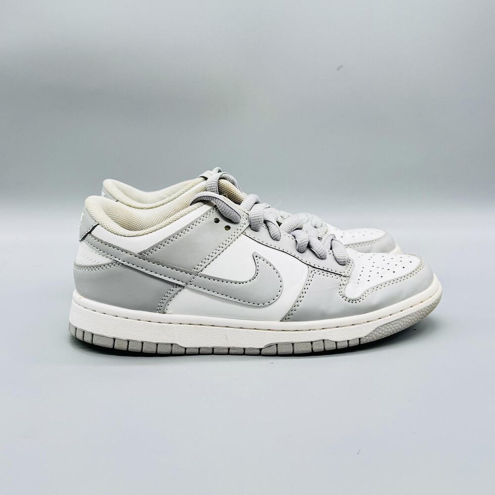 Nike Shoes Womens 7 Gray White Leather Dunk Low Retro Athletic Sneakers Comfort